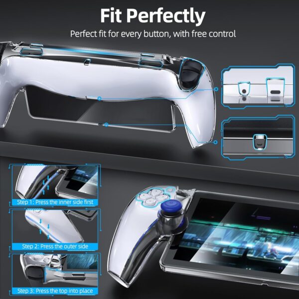 [Upgraded Protective Case+Screen Protector] for PlayStation Portal with Joysticks Cover Skin, Ultra Clear Hard PC Cover Case with Full Protection and Non-Slip Thumb Grips Accessories Kit for PS Portal - Image 3