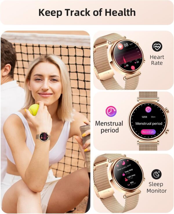 2024 Smart Watch (Answer/Make Calls), AMOLED Display Fitness Tracker, Heart Rate/Sleep Monitor/Pedometer/Calories, Multiple Sports Modes, Waterproof Women's Watch for Android iPhone - Image 5