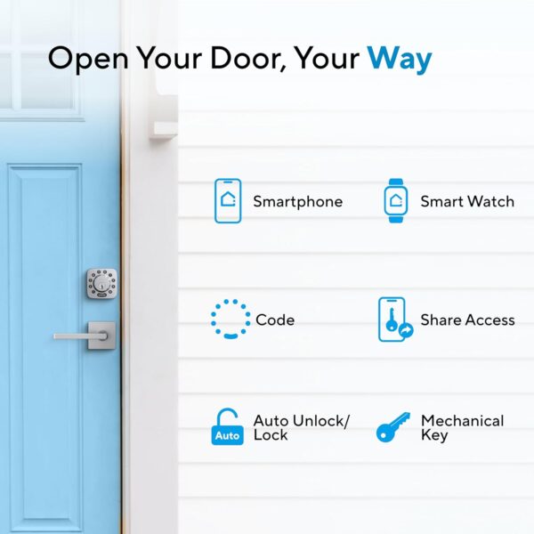 ULTRALOQ Smart Door Lock - U-Bolt Smart Lock with WiFi Bridge - Keyless Entry Door Lock - Smart Locks for Front Door - Smart Deadbolt Lock - App Remote Control - Share Codes - Auto Lock - Satin Nickel - Image 8