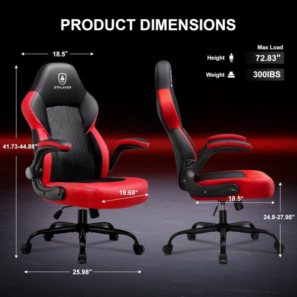 GTPLAYER Gaming Chair,Ergonomic Computer Desk Chair with Footrest and Massage Lumbar Support, High Recliner Chair with 360° Swivel Seat and Headrest (Red) - Image 3