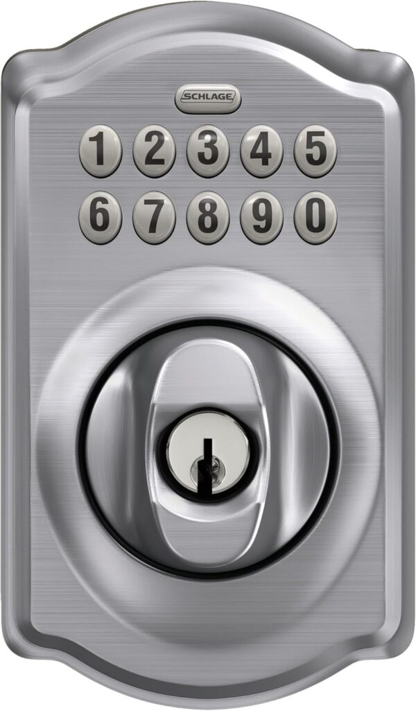 Schlage BE365 CAM 626 Camelot Keypad Deadbolt, Electronic Keyless Entry Lock, Satin Chrome - Image 9