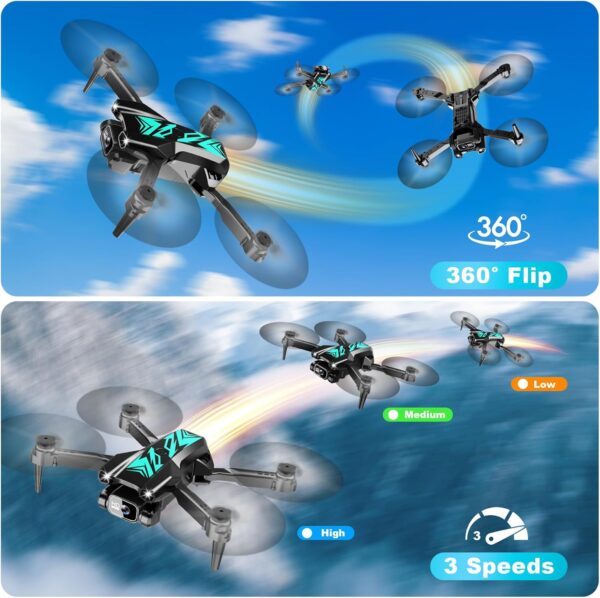 Mini Drone with Camera for Beginners Adults-1080P FPV Camera Foldable Drone with Stable Altitude Hold, Gestures Selfie, Waypoint Fly, Headless Mode, Auto-Follow, 3D Flip, One Key Start, 3 Speeds, 2 Batteries - Image 5