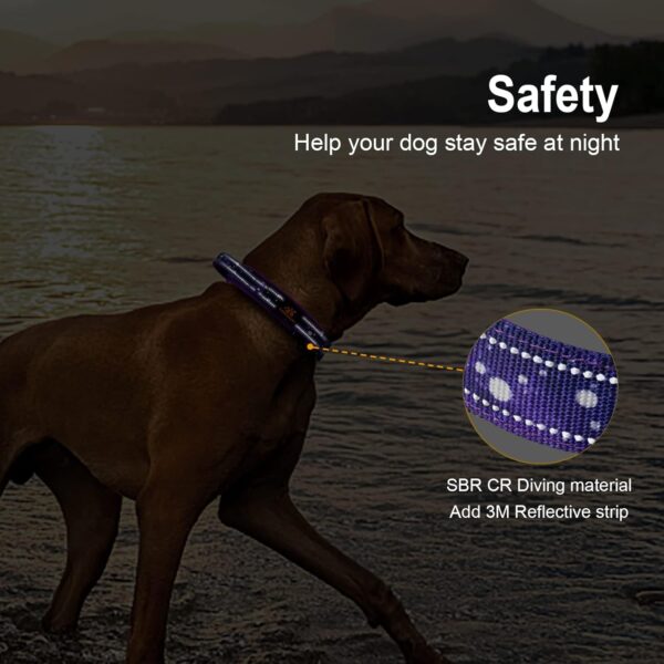 DAGANXI Dog Collar Adjustable Soft Neoprene Padded Breathable Reflective Strip Nylon Collar for Small Medium Large Dogs, with Airtags Case and Dog Poop Bags Dispenser (Medium, Sky/Purple) - Image 6