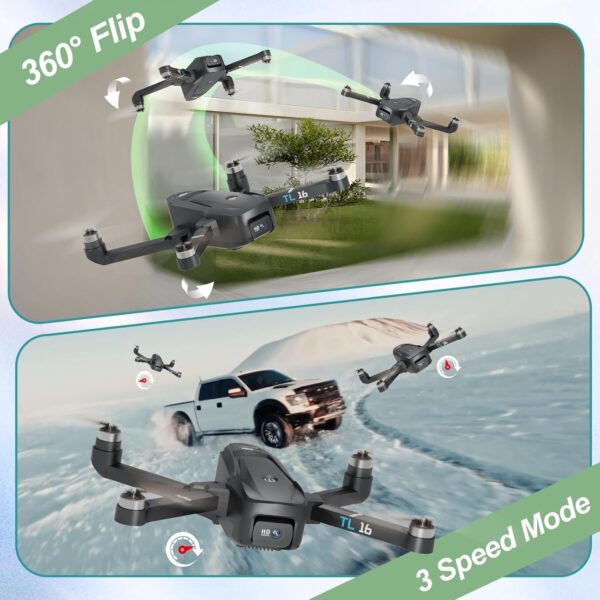 Drone with Camera Brushless Motor Drones for Adults Beginners 2 Cameras FPV RC Quadcopters Foldable Motorized Adjustable 1080P HD UAV APP Control 3D Flips Easy to Fly Toys Carrying Bag - Image 5