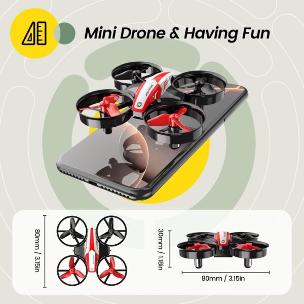 Holy Stone Mini Drone for Kids and Beginners RC Nano Quadcopter Indoor Small Helicopter Plane with Auto Hovering, 3D Flips, Headless Mode and 3 Batteries, Great Gift Toy for Boys and Girls, Red - Image 10