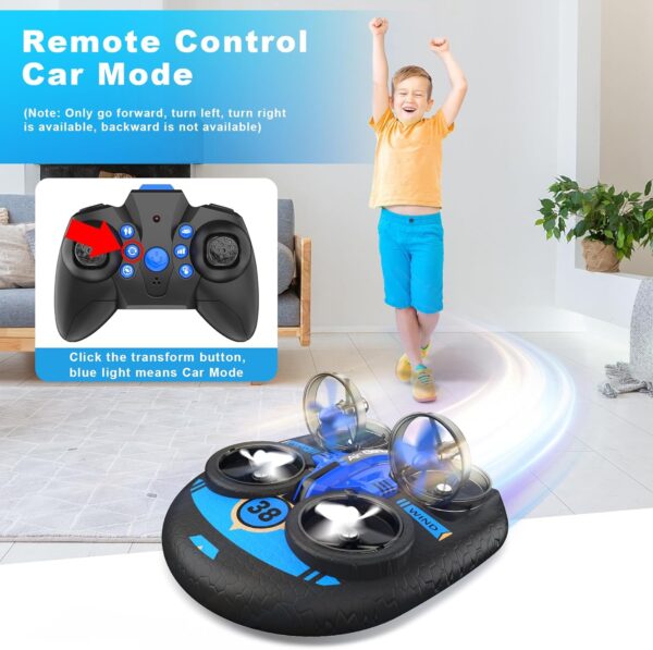 Mini Drone for Kids 8-12 & Adults, Drones & Cars 2 in 1 Toy with One Key Take Off-Landing, Altitude Hold, Headless Mode, 360° flip, Car Mode, 2 Batteries, Gift Kids Toys for Boys and Girls - Image 4