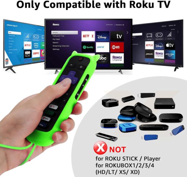 (Pack of 2) Replacement Remote for Roku TV with Soft Protective Case(Glow in The Dark), Universal Remote for TCL Roku/Hisense Roku/Onn Roku/Sharp Roku/Element Roku/Philips Roku Smart TV - Image 3