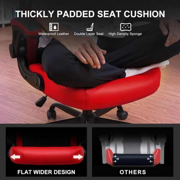 GTPLAYER Gaming Chair,Ergonomic Computer Desk Chair with Footrest and Massage Lumbar Support, High Recliner Chair with 360° Swivel Seat and Headrest (Red) - Image 5