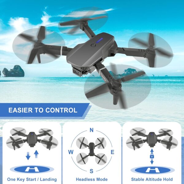 Mini Drone for Kids with 4K Dual Cameras Remote Control Toys Gifts for Boys Girls with Altitude Hold, Headless Mode, One key Return/Emergency Stop, 3D Flips 2 Batteries, Foldable RC Quadcopter, Black - Image 5