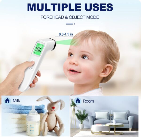 No-Touch Thermometer for Adults and Kids, Accurate Digital Baby Thermometer, FSA HSA Eligible, Fever Alarm & Silent Mode, 2 in 1 Forehead & Object Thermometer - Image 5