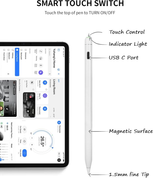 Stylus Pen for iPad 10th&9th Generation, Fast Charging Apple iPad Pencil with Palm Rejection, Tilt Sensitivity, Work for iPad Air 3/4/5, iPad Mini 5/6, iPad 6/7/8/9/10, iPad Pro 11", iPad Pro 12.9" - Image 7