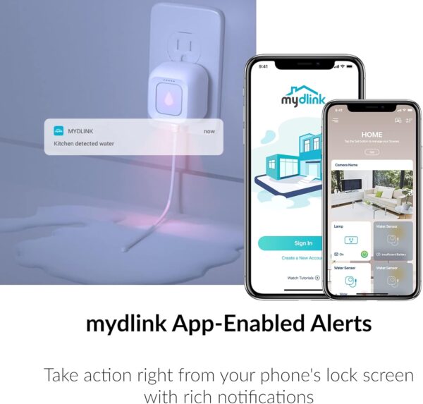 D-Link Wi-Fi Water Leak Sensor and Alarm Starter Kit w/ 2 Add-on Units, Whole Home System with App Notification, AC Powered, No Hub Required (COKT3) - Image 5