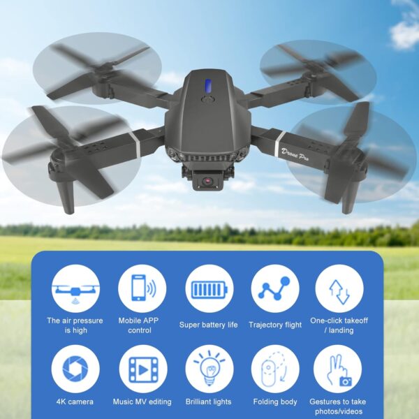 Mini Drone for Kids with 4K Dual Cameras Remote Control Toys Gifts for Boys Girls with Altitude Hold, Headless Mode, One key Return/Emergency Stop, 3D Flips 2 Batteries, Foldable RC Quadcopter, Black - Image 4