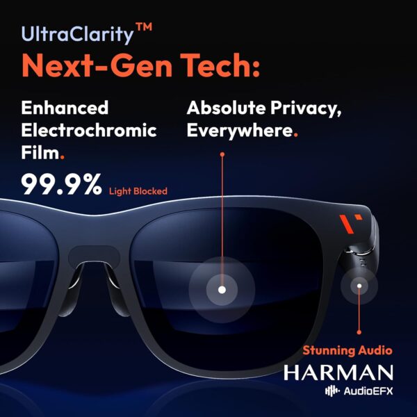 Pro XR/AR Glasses — 135" 120Hz 1000Nits UltraClarity Display, Harman Audio, Myopia Adjustments, Electrochromic Film, Video Glasses for iPhone 16/15/Android/Mac/PC/Steam Deck/Gaming Consoles - Image 6