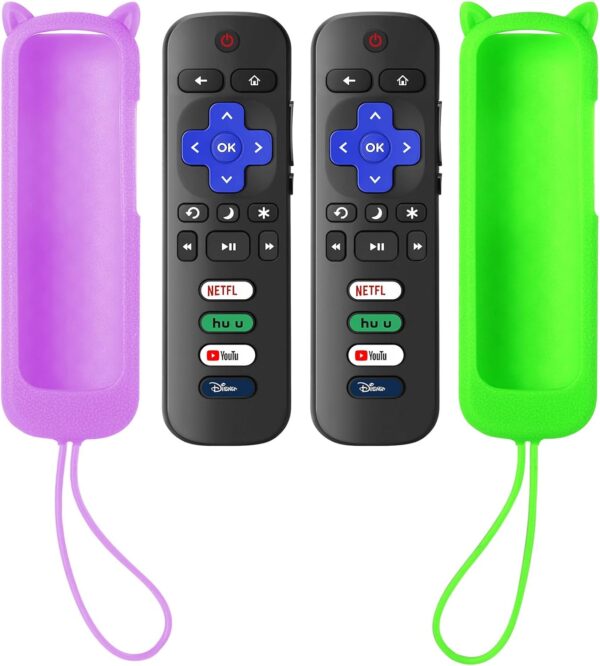 (Pack of 2) Replacement Remote for Roku TV with Soft Protective Case(Glow in The Dark), Universal Remote for TCL Roku/Hisense Roku/Onn Roku/Sharp Roku/Element Roku/Philips Roku Smart TV - Image 2