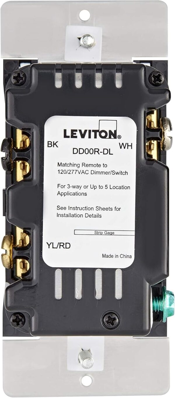 Leviton Decora Smart Dimmer Switch Companion for Multi-Location Dimming with Locator LED, 120/277VAC, 60Hz, DD00R-DLZ, White, Ivory, Light Almond - Image 6