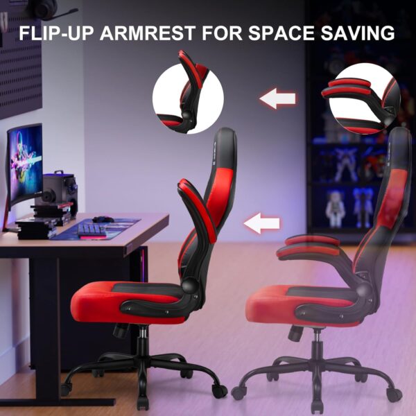 GTPLAYER Gaming Chair,Ergonomic Computer Desk Chair with Footrest and Massage Lumbar Support, High Recliner Chair with 360° Swivel Seat and Headrest (Red) - Image 6