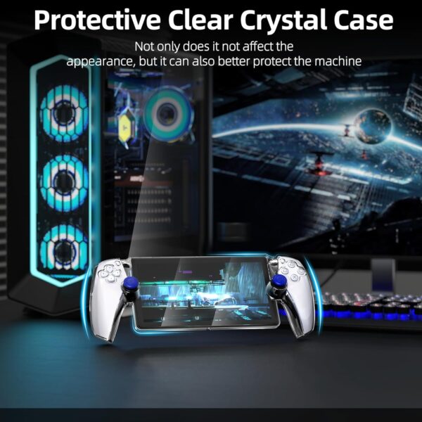 [Upgraded Protective Case+Screen Protector] for PlayStation Portal with Joysticks Cover Skin, Ultra Clear Hard PC Cover Case with Full Protection and Non-Slip Thumb Grips Accessories Kit for PS Portal - Image 4