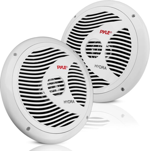 Pyle 6.5 Inch Dual Marine Speakers - 2 Way Waterproof and Weather Resistant Outdoor Audio Stereo Sound System with 150 Watt Power, Polypropylene Cone and Cloth Surround - 1 Pair - PLMR60W (White) - Image 2