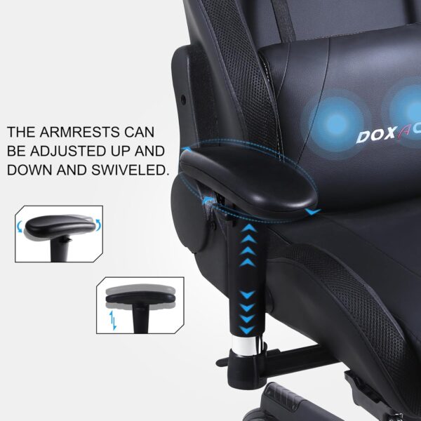 RGB Gaming Chair with Massage and Footrest Large Ergonomic Computer Desk Chair Video Gaming Chair with LED Light Effect Adjustable Reclining Gamer Chair - Image 4