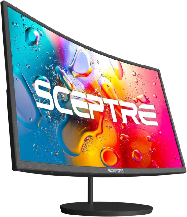 New_Sceptre_C248W 24'' Curved 75Hz Gaming LED Monitor Full HD 1080P HDMI VGA Speakers, VESA Wall Mount Ready Metal Black, ‎Metal Black - Image 2