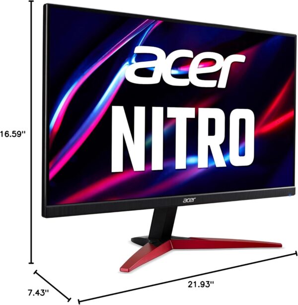 Acer Nitro 24.5 Inch FHD 1920 x 1080P ZeroFrame Design PC Gaming Monitor | AMD FreeSync Premium | Up to 250Hz Refresh | 1ms (VRB) | 1 x Display Port 1.2 and 2 x HDMI 2.0 Ports | KG251Q Zbiip - Image 11