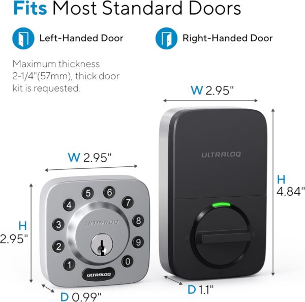 ULTRALOQ Smart Door Lock - U-Bolt Smart Lock with WiFi Bridge - Keyless Entry Door Lock - Smart Locks for Front Door - Smart Deadbolt Lock - App Remote Control - Share Codes - Auto Lock - Satin Nickel - Image 9