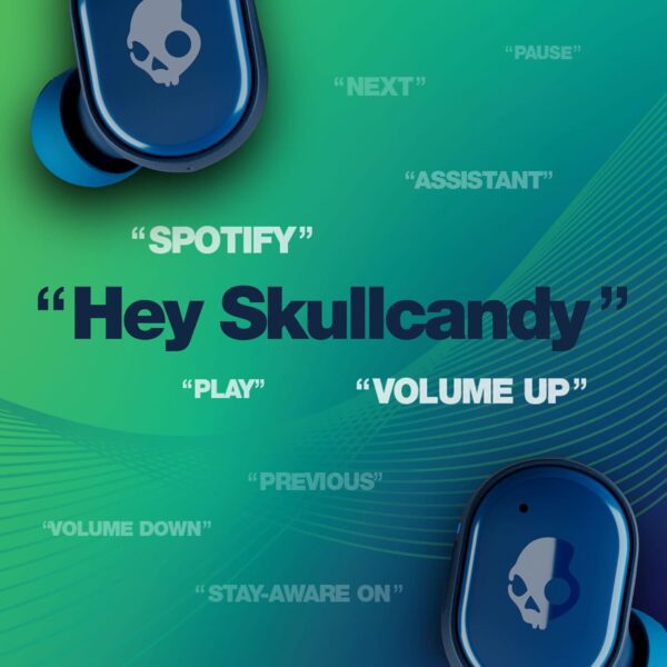 Skullcandy Grind In-Ear Wireless Earbuds, 40 Hr Battery, Skull-iQ, Alexa Enabled, Microphone, Works with iPhone Android and Bluetooth Devices - Dark Blue/Green - Image 4