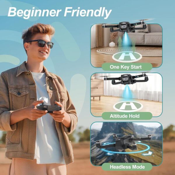 Drone with Camera Brushless Motor Drones for Adults Beginners 2 Cameras FPV RC Quadcopters Foldable Motorized Adjustable 1080P HD UAV APP Control 3D Flips Easy to Fly Toys Carrying Bag - Image 6