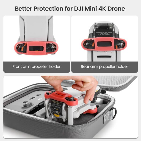 Skyreat Mini 4K / Mini 2 SE Case, Portable Small Leather PU Case for DJI Mini 4K/Mini 2 SE Drone and Controller Accessories,Compact Storage Travel Case with Should Strap,Handle and Propeller Holders - Image 6