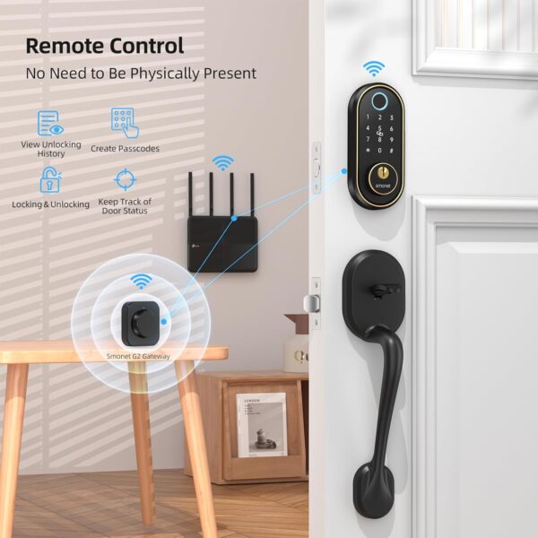 Smart Keyless Entry Door Lock - Fingerprint Electronic Deadbolt Touchscreen Keypad SMONET Biometric Digital Bluetooth Door Lock Smart Deadbolt Work with Alexa for Homes and Hotel - Image 8