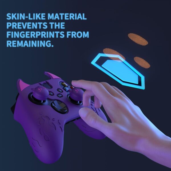 PlayVital Halloween Cute Demon Silicone Cover for Xbox Series X/S Controller, Kawaii Anti-Slip Controller Skin Grip Protector for Xbox Core Wireless Controller with Thumb Grip Caps - Purple - Image 5