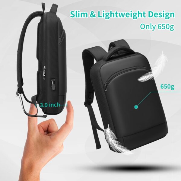 Slim Laptop Backpack for Men 15.6 inch Mens Computer Backapcks Small Travel Backpack Lightweight Waterproof Anti Theft Business Carry on Bag with USB Charging Port for Work Office College - Image 5