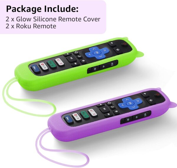 (Pack of 2) Replacement Remote for Roku TV with Soft Protective Case(Glow in The Dark), Universal Remote for TCL Roku/Hisense Roku/Onn Roku/Sharp Roku/Element Roku/Philips Roku Smart TV - Image 5