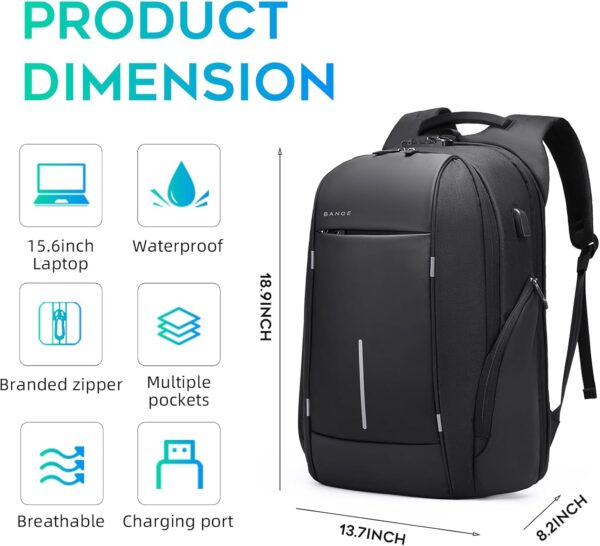 BANGE Travel Backpack for 15.6 Inch Notebook,Lightweight Work Backpacks for Men, Daily Fashion Backpack for Men and Women - Image 5