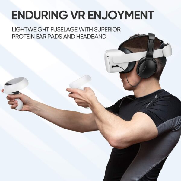 VR Gaming Headphones for Quest 2/Quest 3 Increase VR Immersion, Custom Length Cable, Optimized Gaming Audio Driver, Memory Protein Ear Pads Noise Isolating and Other Accessories - Image 3