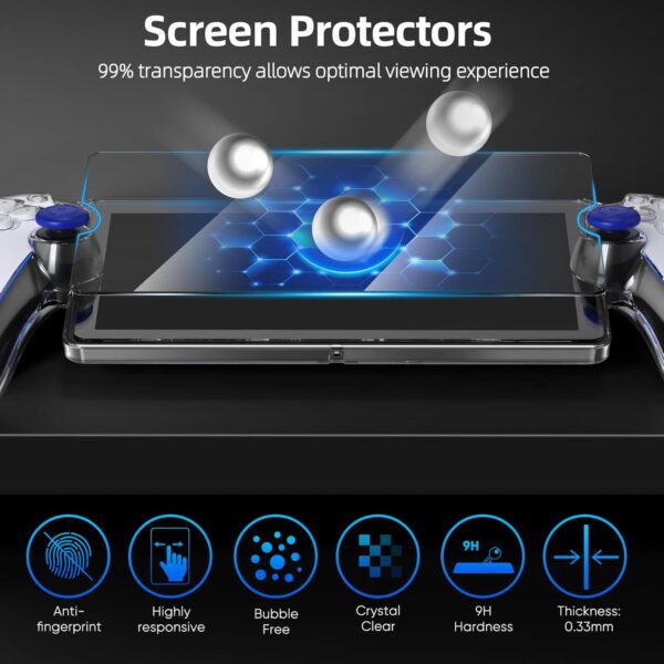 [Upgraded Protective Case+Screen Protector] for PlayStation Portal with Joysticks Cover Skin, Ultra Clear Hard PC Cover Case with Full Protection and Non-Slip Thumb Grips Accessories Kit for PS Portal - Image 6