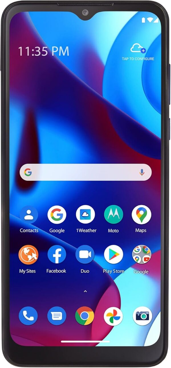 TracFone | Motorola Moto g Pure | Locked | 32GB | 4000 mAh Battery | 13 MP Dual Camera System | 6.5" Max Vision HD+ Display | Blue - Image 2