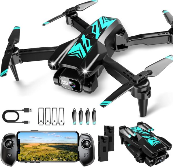 Mini Drone with Camera for Beginners Adults-1080P FPV Camera Foldable Drone with Stable Altitude Hold, Gestures Selfie, Waypoint Fly, Headless Mode, Auto-Follow, 3D Flip, One Key Start, 3 Speeds, 2 Batteries - Image 2