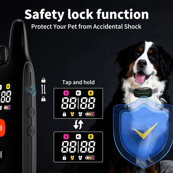 Dog Training Shock Collar 4000FT Dog Bark Collar with Remote IP67 Waterproof 4 Training Modes Beep Vibration Shock Light Mode Magnetic Charger Electric Dogs Collar 8-25 inches Single shock Dull Black - Image 7