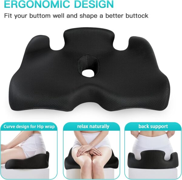 Benazcap X Large Memory Seat Cushion for Office Chair Pressure Relief Sciatica & Tailbone Pain Relief Memory Foam Firm Coccyx Pad for Long Sitting, for Office Chair, Gaming Chair and Car Seat Upgrade - Image 6