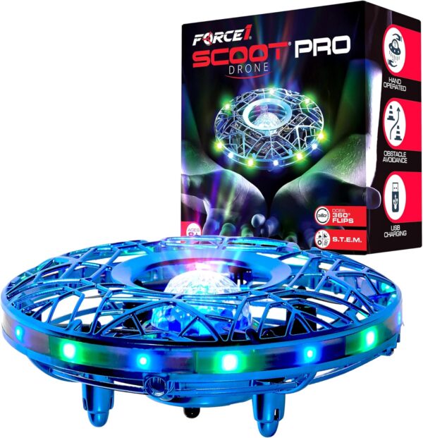 Force1 Scoot Pro Hand Operated Drone for Kids or Adults - Induction Hands Free Motion Sensors Mini Drone with Bright LED Projection, 360 Flips, Easy Indoor Small UFO Flying Orb Ball Toy for Boys Girls - Image 2