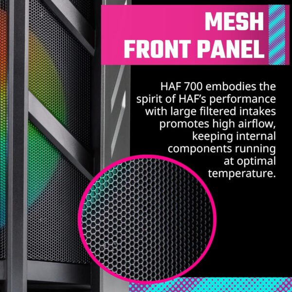 Cooler Master HAF 700 E-ATX High Airflow PC Case, Mesh Front Panel, Dual 200mm Sickleflow Customizable ARG Fans, 1 x USB 3.2 gen 2 Type C, 4 x USB 3.2 gen 1 (3.0) (H700-IGNN-S00) - Image 3