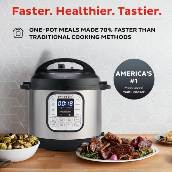 Instant Pot Duo 7-in-1 Electric Pressure Cooker, Slow Cooker, Rice Cooker, Steamer, Sauté, Yogurt Maker, Warmer & Sterilizer, Includes App With Over 800 Recipes, Stainless Steel, 8 Quart - Image 4