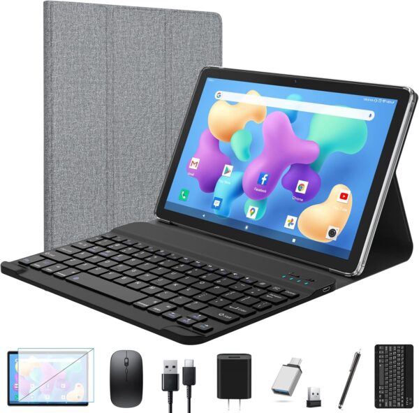 Tablet 2024 Newest Android Tablet 10 inch, Octa-Core 5G WiFi Tablet with Keyboard, 128GB + 8GB + 1TB Expandable Storage, Large Touch-Screen Tablet, 13MP Dual Camera/Bluetooth/GPS/HD Display/Mouse/Case - Image 2