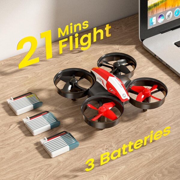 Holy Stone Mini Drone for Kids and Beginners RC Nano Quadcopter Indoor Small Helicopter Plane with Auto Hovering, 3D Flips, Headless Mode and 3 Batteries, Great Gift Toy for Boys and Girls, Red - Image 11