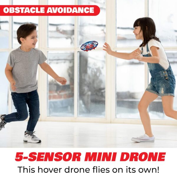 Force1 Scoot Combo Hand Operated Drone for Kids or Adults - Hands Free Motion Sensor Mini Drone, Easy Indoor Rechargeable UFO Flying Ball Drone Toy for Boys and Girls (Red/Blue) - Image 4