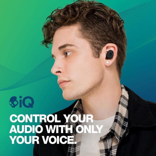 Skullcandy Grind In-Ear Wireless Earbuds, 40 Hr Battery, Skull-iQ, Alexa Enabled, Microphone, Works with iPhone Android and Bluetooth Devices - Dark Blue/Green - Image 3