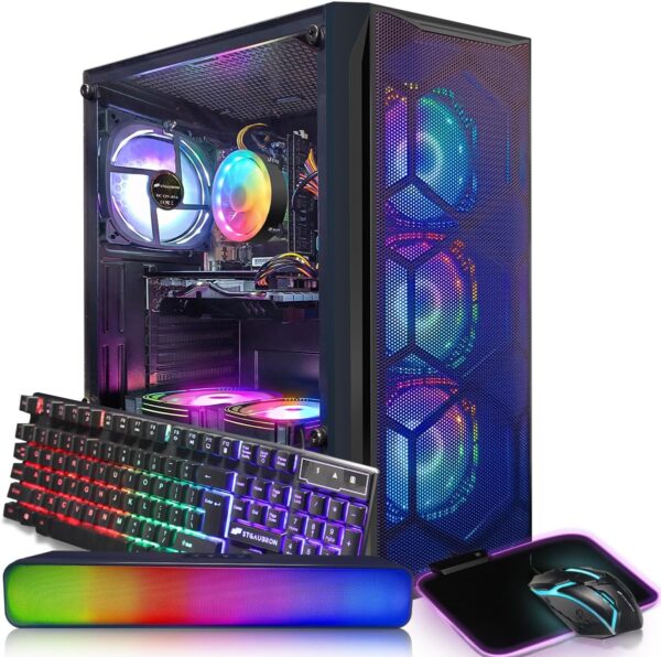 STGAubron Gaming Desktop PC Computer, Intel Core I7 3.4 GHz up to 3.9 GHz, Radeon RX 580 8G GDDR5, 16G RAM, 512G SSD, WiFi, Bluetooth 5.0, RGB Fanx6, RGB Mouse Pad, RGB BT Sound Bar, Windows 10 Home - Image 2