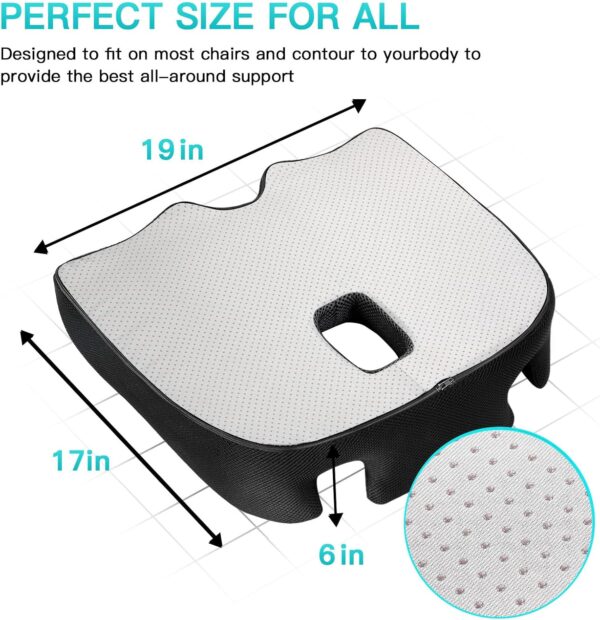 Benazcap X Large Memory Seat Cushion for Office Chair Pressure Relief Sciatica & Tailbone Pain Relief Memory Foam Firm Coccyx Pad for Long Sitting, for Office Chair, Gaming Chair and Car Seat Upgrade - Image 7